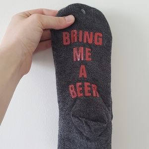 🍭 3 x $25*  BOOTLEGGER NWOT "Bring me a BEER" reading socks